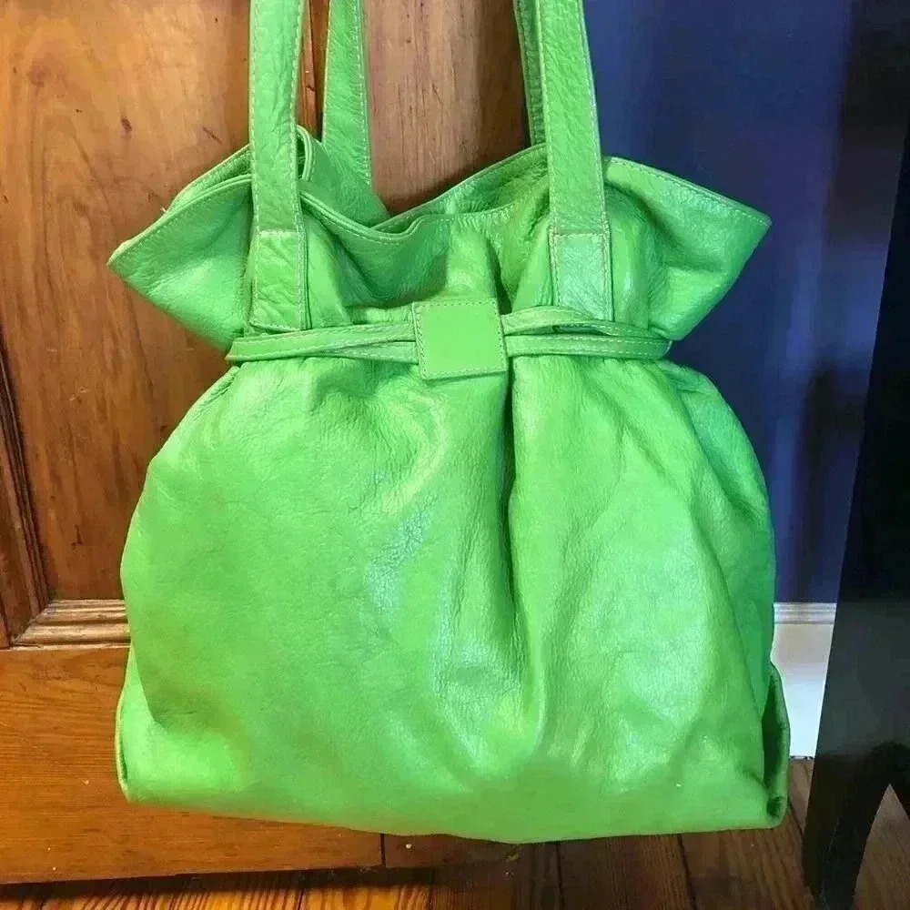 Village Tannery Green Pebbled Leather Large Tote - Picture 2 of 4